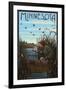 Minnesota - Hunter and Lake-Lantern Press-Framed Art Print