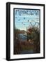 Minnesota - Hunter and Lake-Lantern Press-Framed Art Print