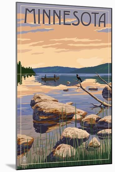 Minnesota - Lake Sunrise Scene-Lantern Press-Mounted Art Print