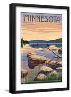 Minnesota - Lake Sunrise Scene-Lantern Press-Framed Art Print