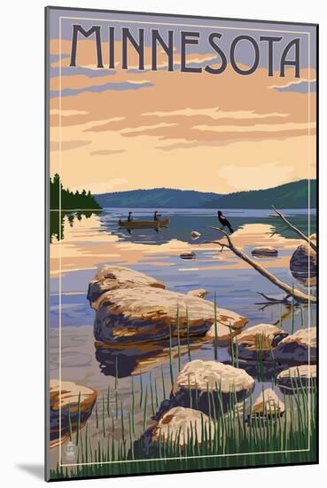 Minnesota - Lake Sunrise Scene-Lantern Press-Mounted Art Print