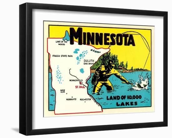 Minnesota, Land of 10,000 Lakes-null-Framed Art Print