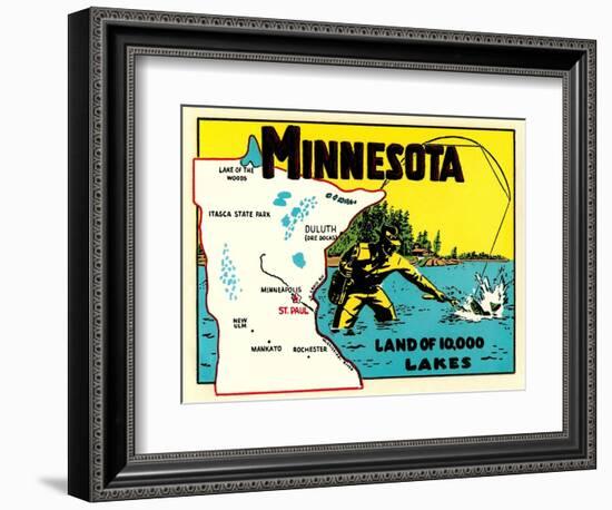 Minnesota, Land of 10,000 Lakes-null-Framed Art Print