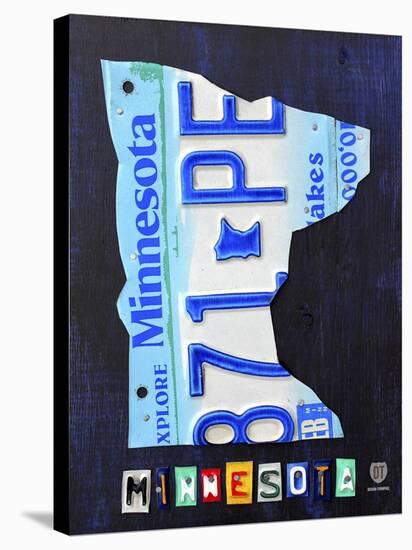 Minnesota License Plate Map-Design Turnpike-Stretched Canvas