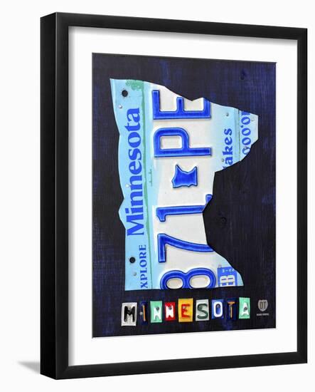 Minnesota License Plate Map-Design Turnpike-Framed Giclee Print