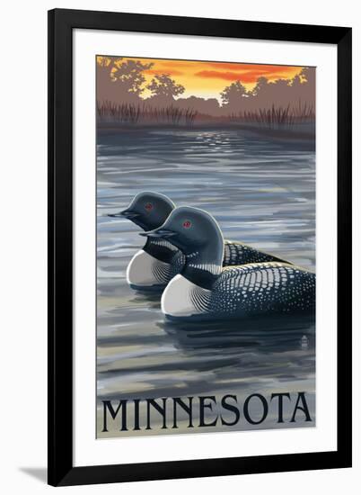 Minnesota Loons-Lantern Press-Framed Art Print