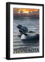 Minnesota Loons-Lantern Press-Framed Art Print