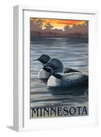 Minnesota Loons-Lantern Press-Framed Art Print