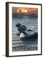 Minnesota Loons-Lantern Press-Framed Art Print