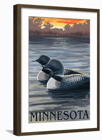 Minnesota Loons-Lantern Press-Framed Art Print