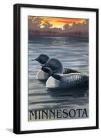 Minnesota Loons-Lantern Press-Framed Art Print