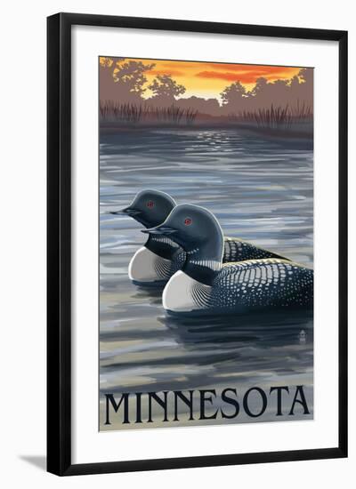 Minnesota Loons-Lantern Press-Framed Art Print