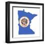 Minnesota Map Flag 3D Shape-NiroDesign-Framed Art Print