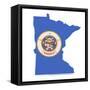 Minnesota Map Flag 3D Shape-NiroDesign-Framed Stretched Canvas