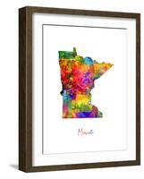 Minnesota Map-Michael Tompsett-Framed Art Print