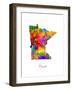 Minnesota Map-Michael Tompsett-Framed Art Print