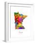 Minnesota Map-Michael Tompsett-Framed Art Print