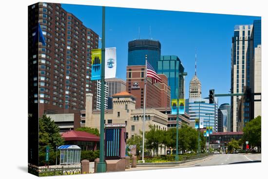 Minnesota, Minneapolis Skyline from Convention Center-Bernard Friel-Stretched Canvas