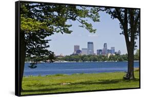 Minnesota, Minneapolis, Skyline over Lake Calhoun-Bernard Friel-Framed Stretched Canvas