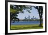 Minnesota, Minneapolis, Skyline over Lake Calhoun-Bernard Friel-Framed Photographic Print