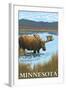 Minnesota - Moose and Lake-Lantern Press-Framed Art Print