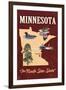 Minnesota - State Icons-Lantern Press-Framed Art Print