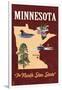 Minnesota - State Icons-Lantern Press-Framed Art Print