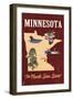 Minnesota - State Icons-Lantern Press-Framed Art Print