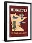 Minnesota - State Icons-Lantern Press-Framed Art Print