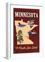 Minnesota - State Icons-Lantern Press-Framed Art Print