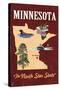 Minnesota - State Icons-Lantern Press-Stretched Canvas