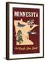 Minnesota - State Icons-Lantern Press-Framed Art Print