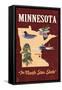 Minnesota - State Icons-Lantern Press-Framed Stretched Canvas