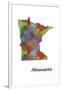 Minnesota State Map 1-Marlene Watson-Framed Giclee Print