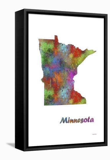 Minnesota State Map 1-Marlene Watson-Framed Stretched Canvas