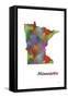 Minnesota State Map 1-Marlene Watson-Framed Stretched Canvas