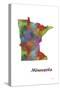 Minnesota State Map 1-Marlene Watson-Stretched Canvas