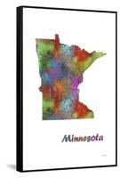 Minnesota State Map 1-Marlene Watson-Framed Stretched Canvas