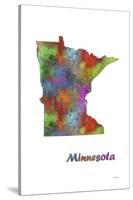 Minnesota State Map 1-Marlene Watson-Stretched Canvas