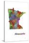 Minnesota State Map 1-Marlene Watson-Stretched Canvas