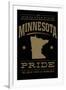 Minnesota State Pride - Gold on Black-Lantern Press-Framed Art Print