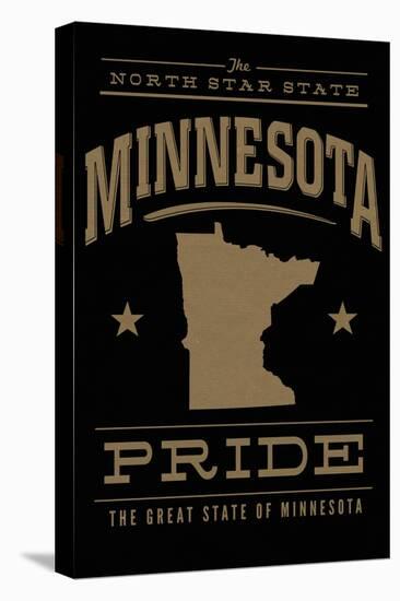 Minnesota State Pride - Gold on Black-Lantern Press-Stretched Canvas