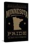 Minnesota State Pride - Gold on Black-Lantern Press-Stretched Canvas