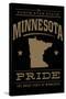 Minnesota State Pride - Gold on Black-Lantern Press-Stretched Canvas