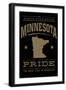 Minnesota State Pride - Gold on Black-Lantern Press-Framed Art Print