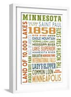 Minnesota - Typography-Lantern Press-Framed Art Print