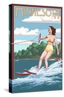 Minnesota - Water Skier and Lake-Lantern Press-Stretched Canvas