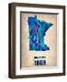 Minnesota Watercolor Map-NaxArt-Framed Art Print