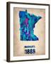 Minnesota Watercolor Map-NaxArt-Framed Art Print