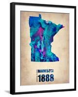Minnesota Watercolor Map-NaxArt-Framed Art Print